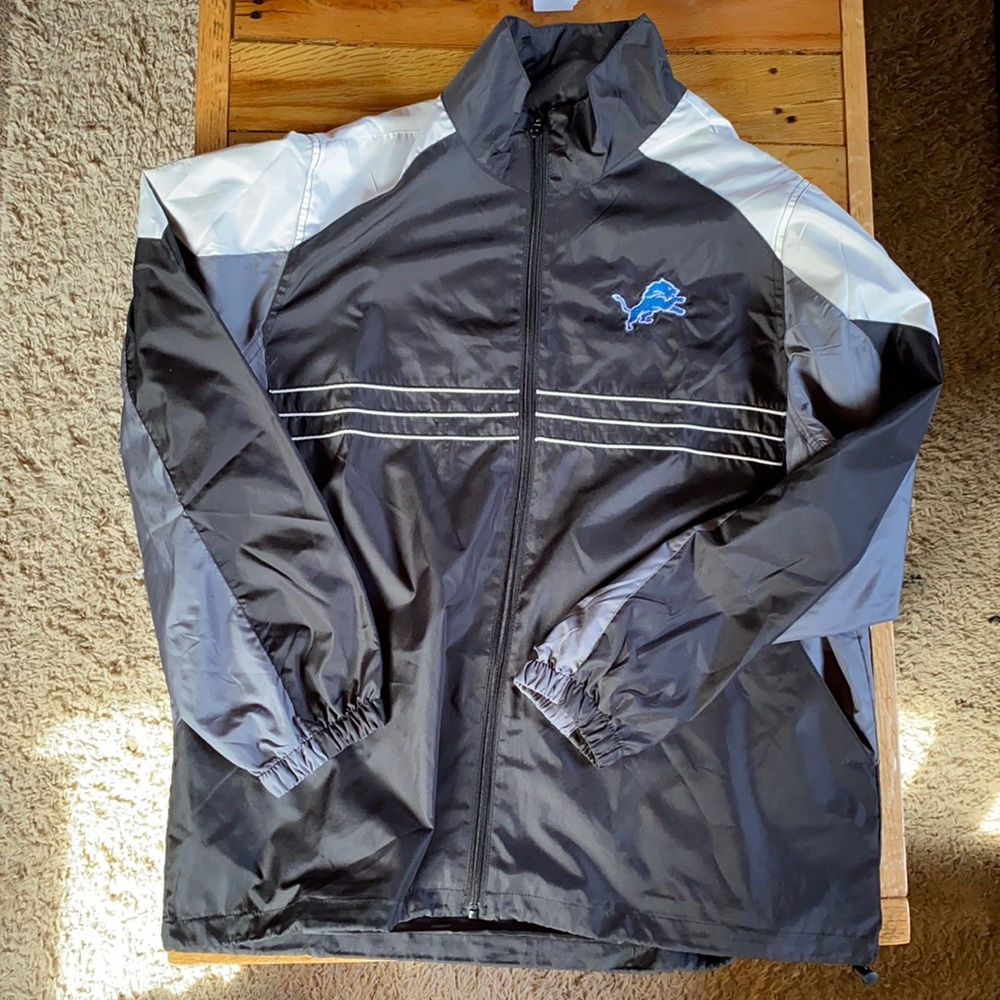 NFL Windbreaker Detroit Lions Mens Large Lightweight Transitional Jacket